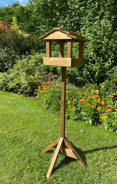 Wooden Bird Table Garden Birds Feeder Feeding Station Standing Deluxe READY MADE