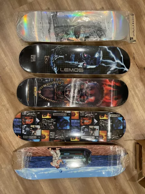 lot of 5 new skateboard decks Terminator 2 collection Street Fighter 2