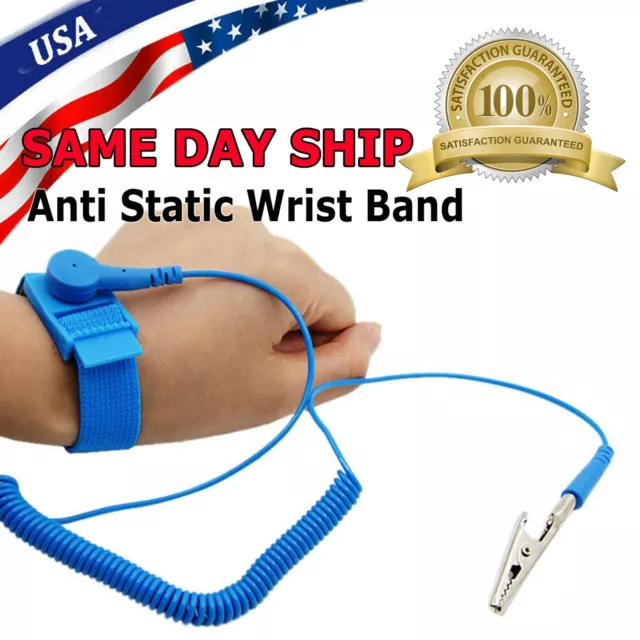 Anti-Static Wrist Band ESD Grounding Strap Prevents Static Build Up, Blue