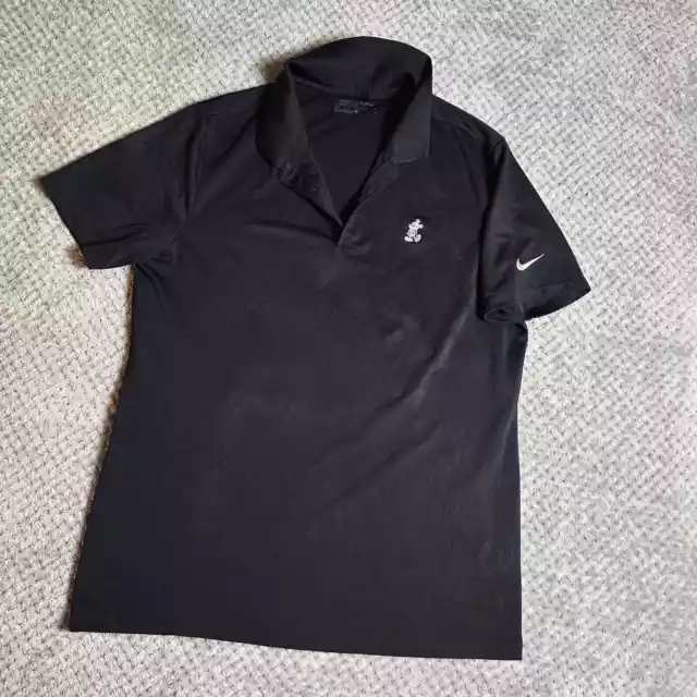 Nike Golf Black Disney Collared Button Down Polo Short Sleeve Dri-Fit Shirt L