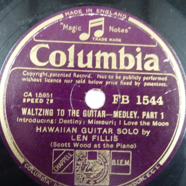 78rpm LEN FILLIS hawaiin guitar solo - waltzing to the guitar - medley part 1