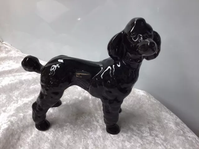 Large Vintage Black Poodle Standing Porcelain Figurine Coopercraft England