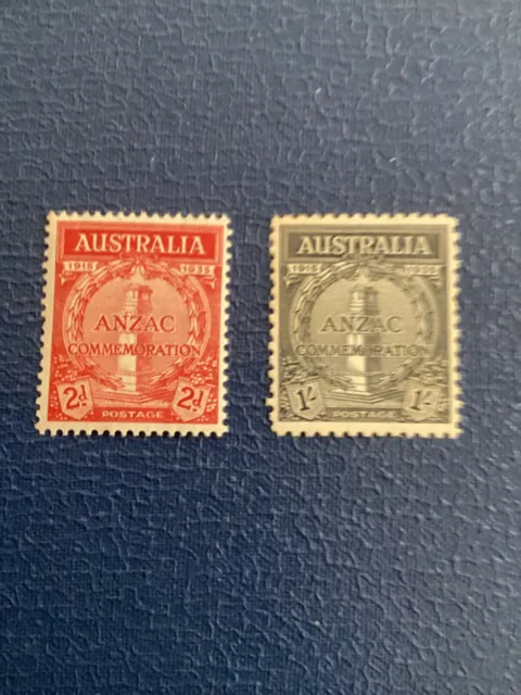 1935 Australia 20th Anniversary ANZAC Commemoration Set Of 2 Mint Light Hinged