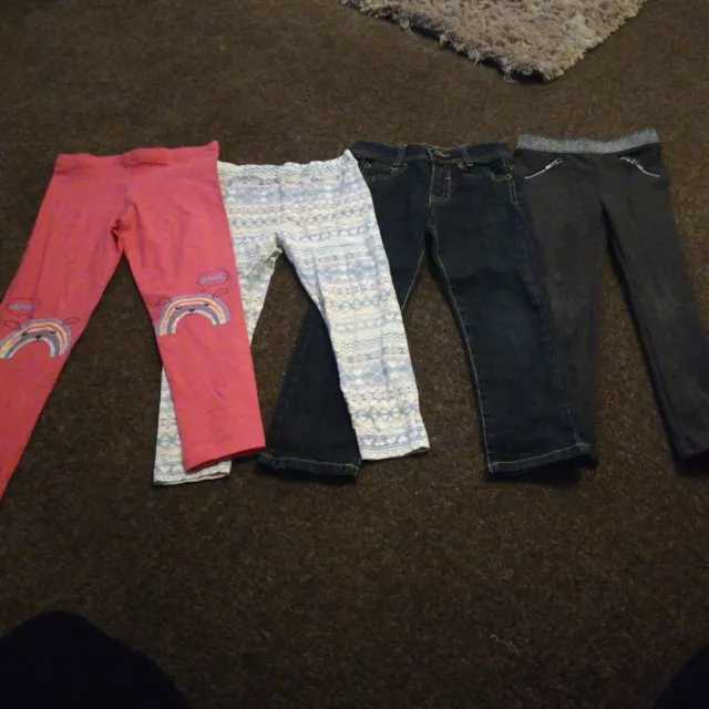 Bundle Of 4 Age 5-6 Years Leggings & Jeans In VGC