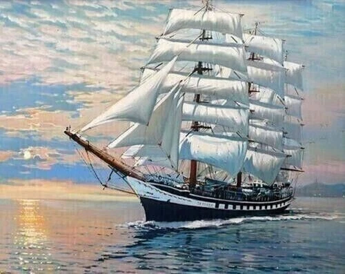 Numbers Oil Painting Paint DIY Kit By Adult Children Hand Painted Gift Sailboat