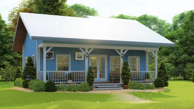 Custom Tiny Ranch House Plans 953 sq.ft - 2 Bed & 1 Bath Room with Free CAD File