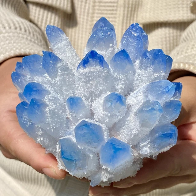 1.6LB New Find sky blue Phantom Quartz Crystal Cluster Mineral Specimen Healing 6