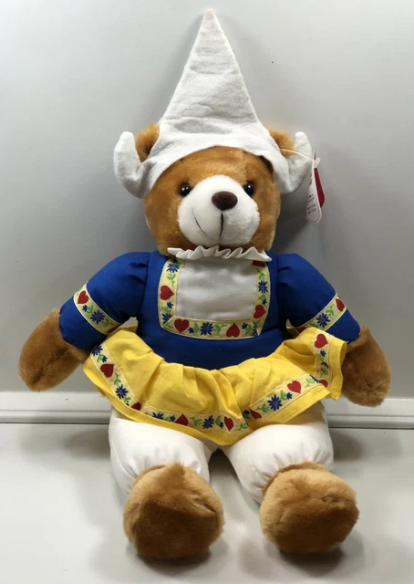 NEW with Tags - Cute Sugar Loaf Pennsylvania Dutch Style Plush Bear Blue Yellow