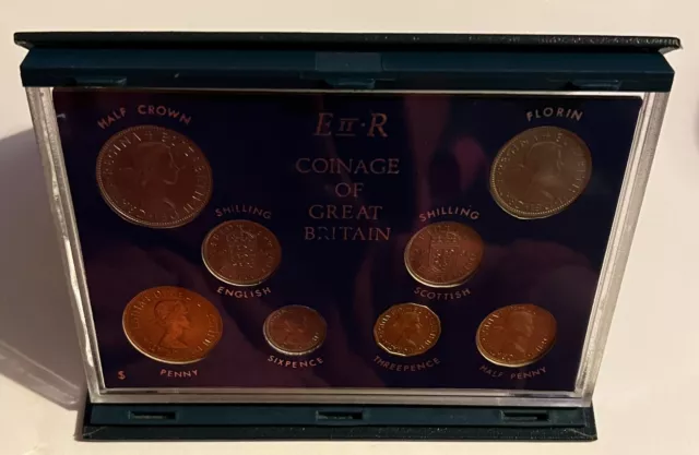 1964 Coin Set with 8 coins in a Royal Mint Folder 60th Birthday Year