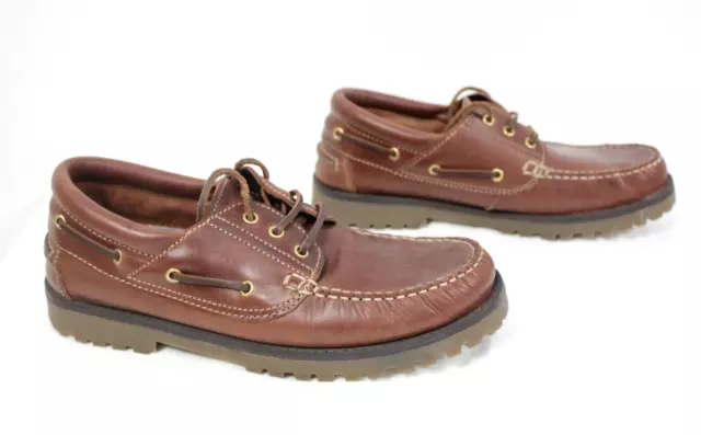 Clarks Men's Boat Shoes Brown Leather Lace Up Smart Formal Holiday UK 6 VGC