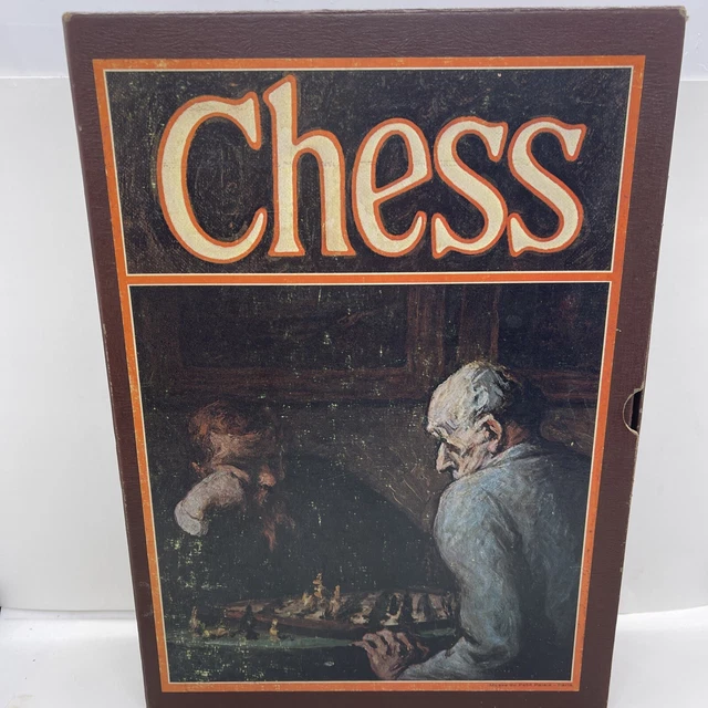 WOOD FRENCH CHESSMEN Staunton Boxed Chess Set Bookcase Classic Vintage
