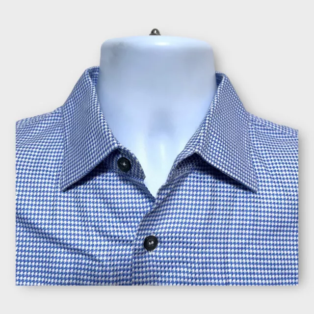 Paul Smith Dress Shirt Men's 15.5-35 Slim Fit Blue White Geometric Made in Italy