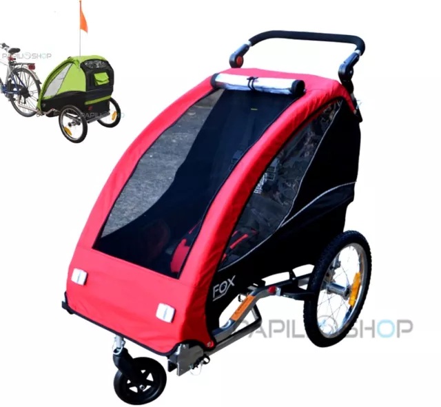 FOX Remolque plegable de bici bicicleta para niño silla paseo y cochecito carro