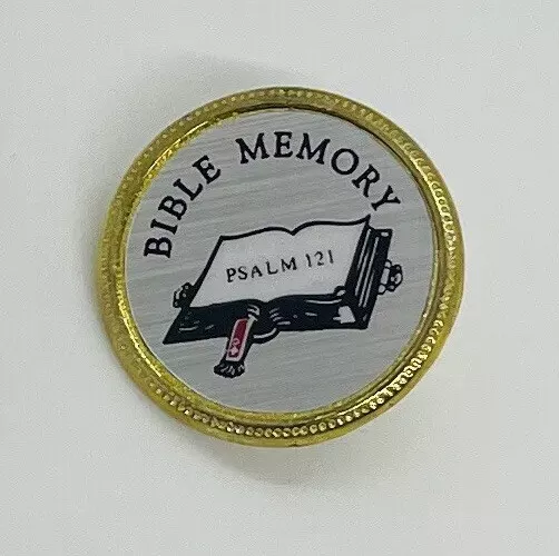 Keepsake Award Collectible Gold And Silver Tone Bible Memory Psalm 121 Lapel Pin