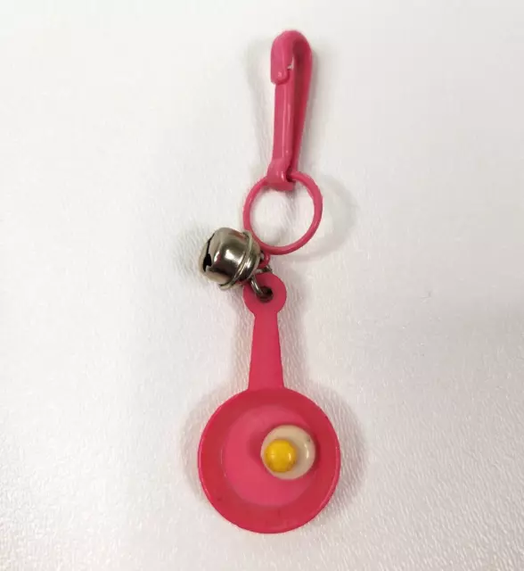 Vintage 1980s Plastic Bell Charm Frying Pan Egg For 80s Necklace