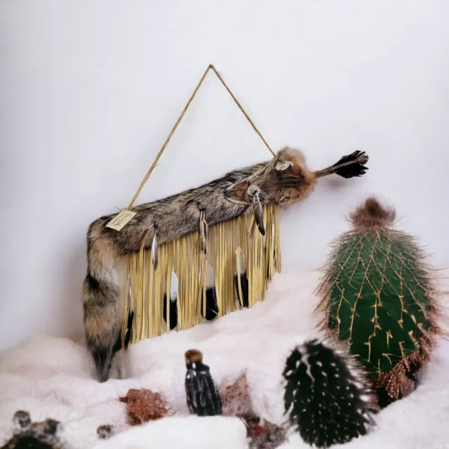 Native American Navajo Leather /Coyote Quiver Set with Arrows by Curtis Bitsui