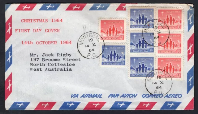 CANADA 1964 FDC Cover to Australia. Christmas Issues