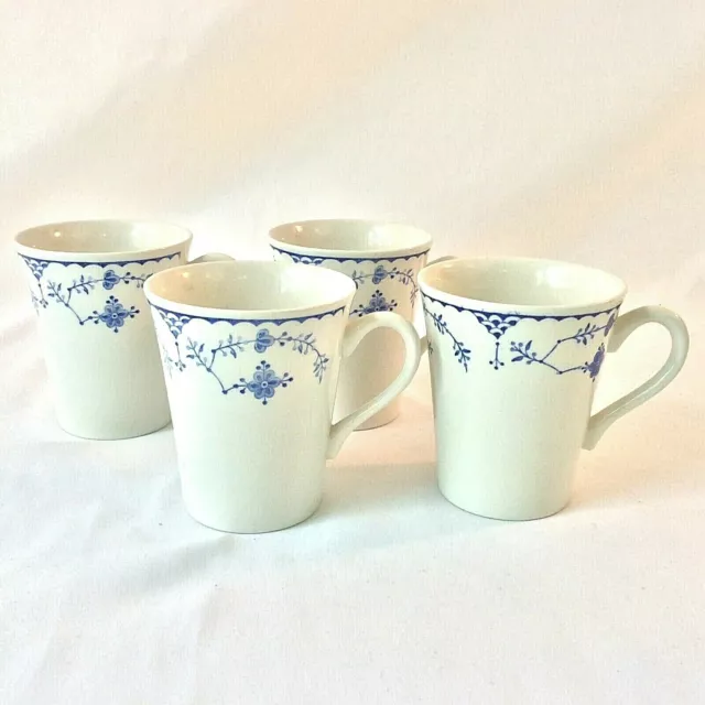 Mason's Denmark Blu Set 4 Coffee Tea Mugs Slant 8-10 Oz Ironstone England Floral