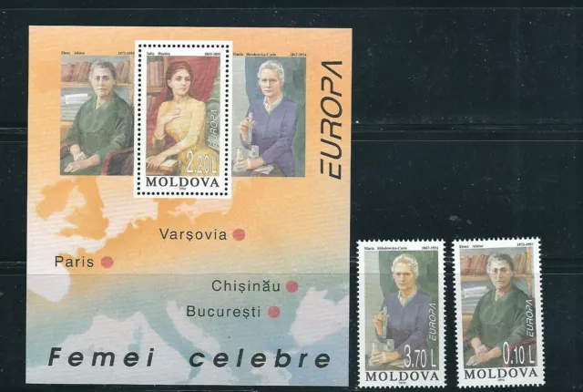 Moldova 1996 Mujeres Famosas, Marie Curie Etc Conjunto Completo Y Hoja VF MNH