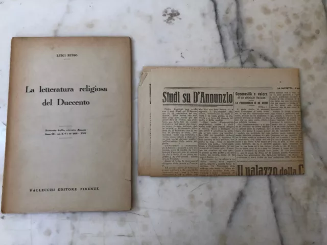 Rarissimo libro Luigi Russo La letteratura religiosa Duecento Dedica Autore 1939 2