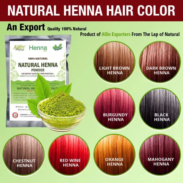 Henna Hair Color Powder - 100% Organic, NO AMMONIA, PPD, METALLIC SALTS 60g