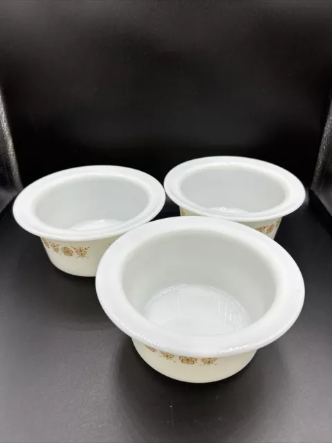 VTG  Pyrex Corning #75 Butterfly Gold Margarine Butter Tub Dish no Lid Set Of 3