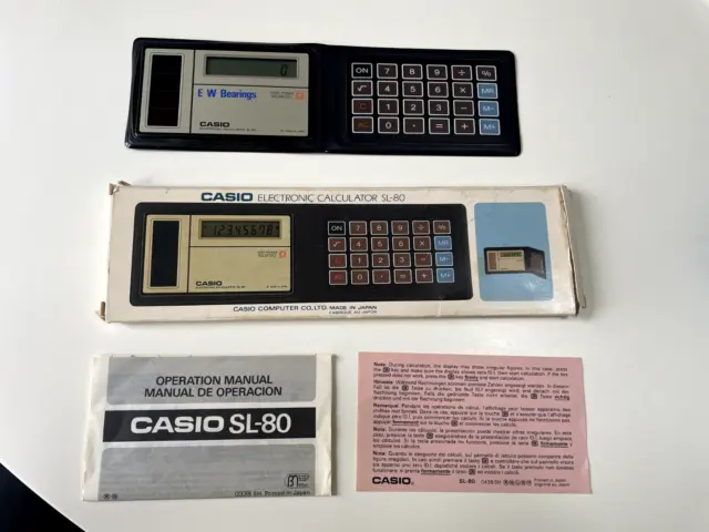 Vintage Casio SL-80 Electronic Calculator Made In Japan Folding Solar Powered