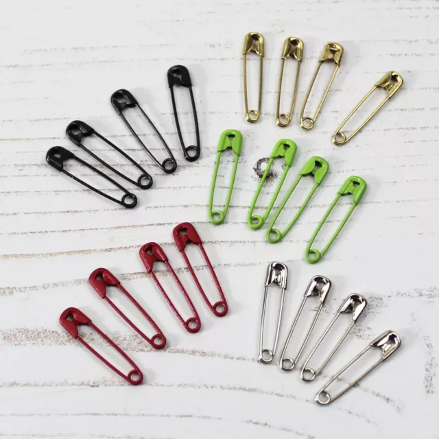 Premium Quality Hardened Steel Safety Pins 8 Sizes in Silver Gold or Black
