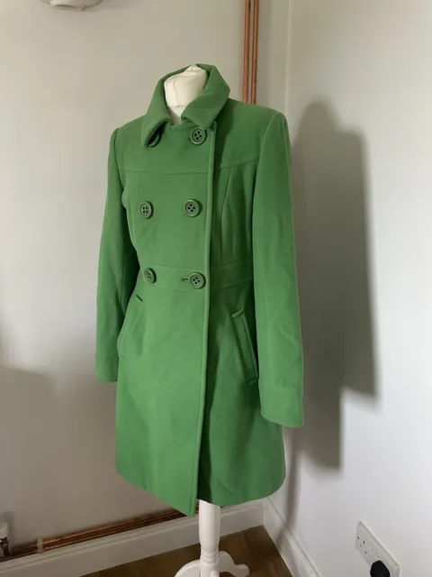 Laura Ashley Coat Womens Size UK 14 Green Wool Cashmere Blend