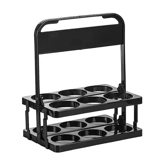 Estante de cerveza portátil plegable cesta de cerveza estante de vino duradero (negro)