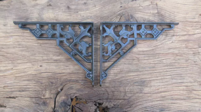 10" Antique Ornate High Level Cast Iron Toilet Cistern Brackets - Dated 1901