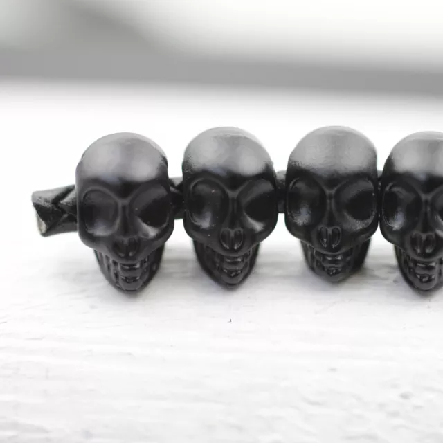 10 Totenkopf Metallperlen, Skull,Matt Schwarz,Großlochperlen,Spacer, DIY zm370jm