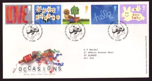 29046) UK - GREAT BRITAIN 2002 FDC Greeting stamps 5v