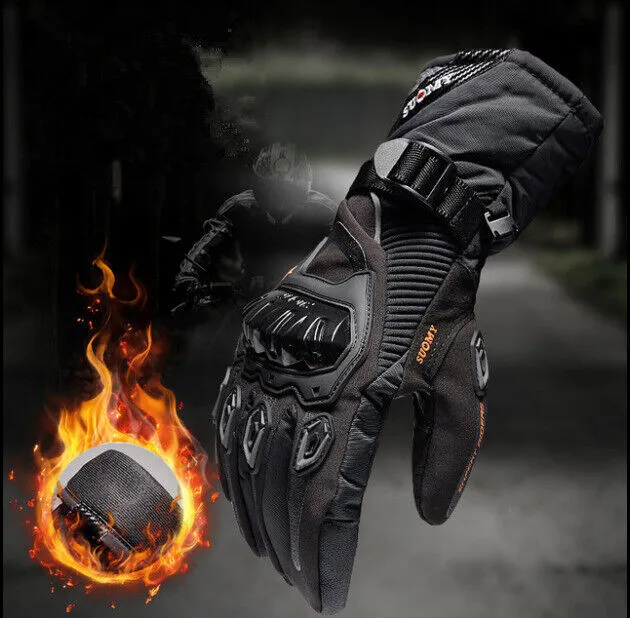Guanti invernali moto motocross impermeabili imbottiti con protezioni touchpad