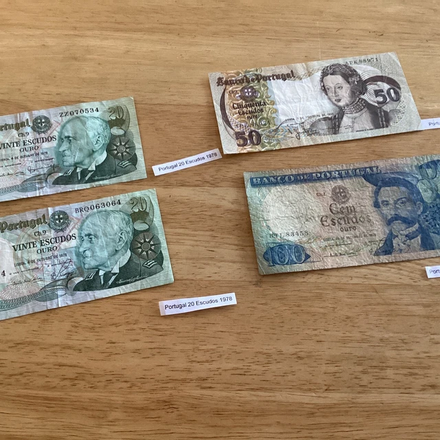 Portugal Collectable Bank Notes Escudos , 20,50, 100 ( 1978-1980 )