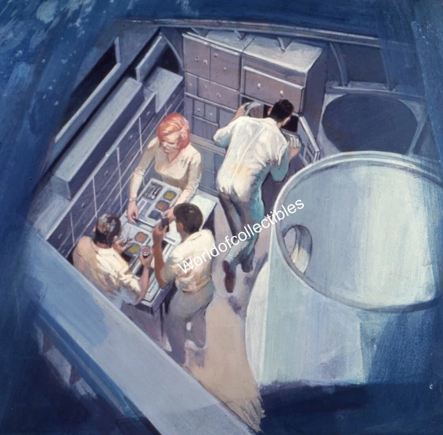 1970's Nasa Space Shuttle Rocket 35mm Slide Art Illustration Crew Lower Vtg