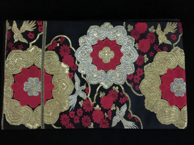 R1485 Japanese Vintage Kimono FUKURO OBI Belt Band Woman Fabric Silk