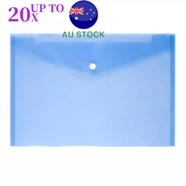 UP 20Pcs A4 Clear Plastic Folders File Bag Document Bag Envelope File Storage