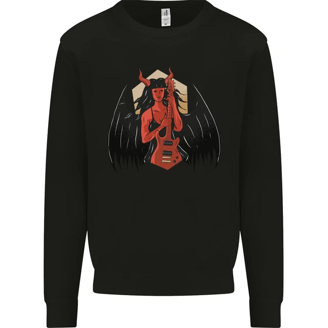 Diavolo Donna Chitarra Death Heavy Metal Rock Uomo Felpa Maglione