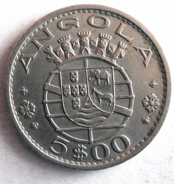 1972 ANGOLA 5 ESCUDOS - Excellent Collectible Coin - FREE SHIP - Bin #9