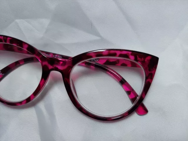 NEW +2.50 Betsey Johnson Berry Tortoise Oversized Cat Eye Reading Glasses