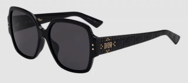 $490 Authentic Lady Dior Studs5F 807IR Women's Black Square Sunglasses 57/17/140