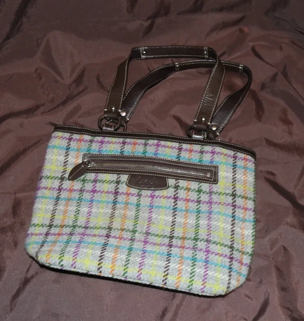 COACH Vintage Wool Tattersall Tweed PENELOPE Tote Shoulder Bag 15536