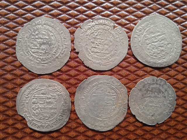 Ancient Islamic Silver Dirhams Lot Of 6 Rare Coins