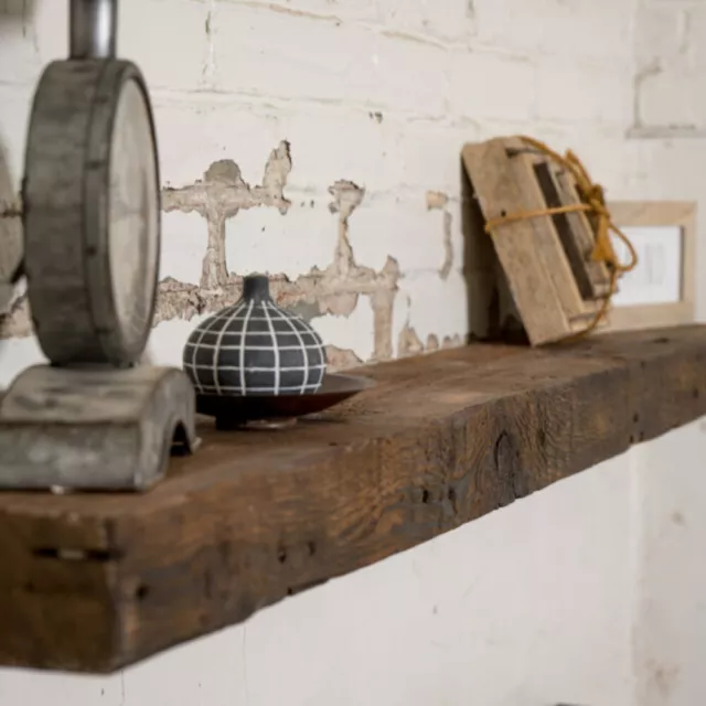 Reclaimed Wood Fireplace Mantel Floating Rustic Barnwood Shelf - 3x7