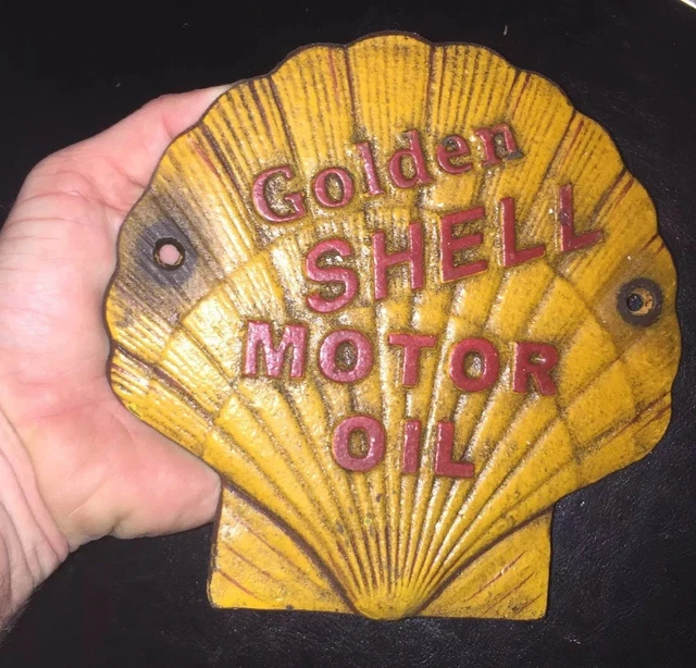 CAST IRON SHELL Oil Sign Coal Gas Advertisement 1/4 inch HOTROD Plaque