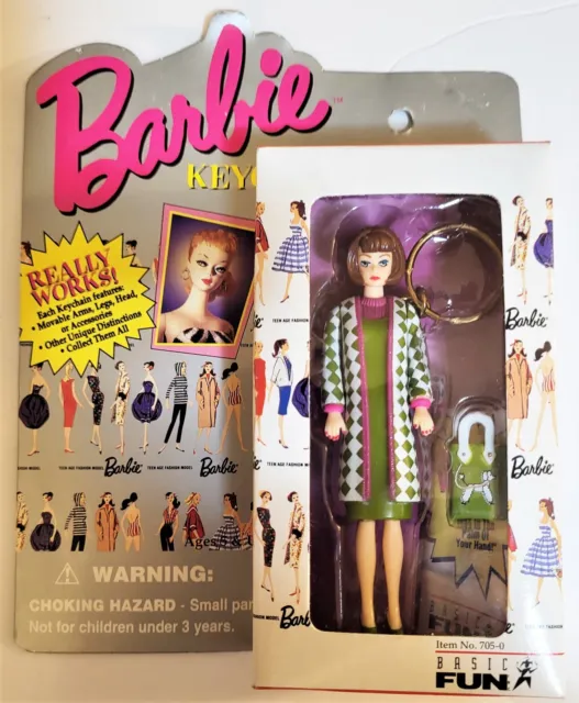 NEW Vintage 1995 Barbie Poodle Parade Barbie Doll Keychain w/ Purse #705-0 NIP
