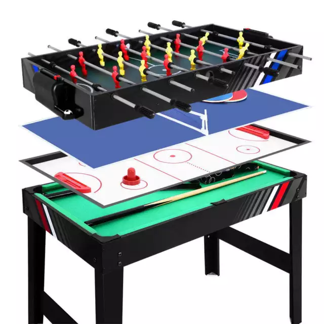 Unbranded 4Ft 4-In-1 Soccer Table Tennis Ice Hockey Pool Game Football Foosball