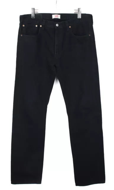 Levi's 501 Straight Leg Button-Fly Jeans Uomo W34/L34 Sbiadito Casual Nero
