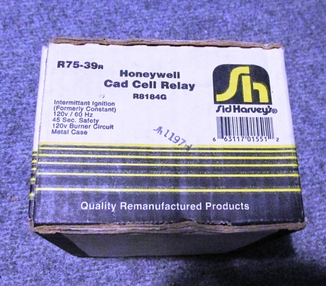 Sid Harvey Re-manufactured Honeywell Cad Cell Relay R79-39R. R8184G. New.